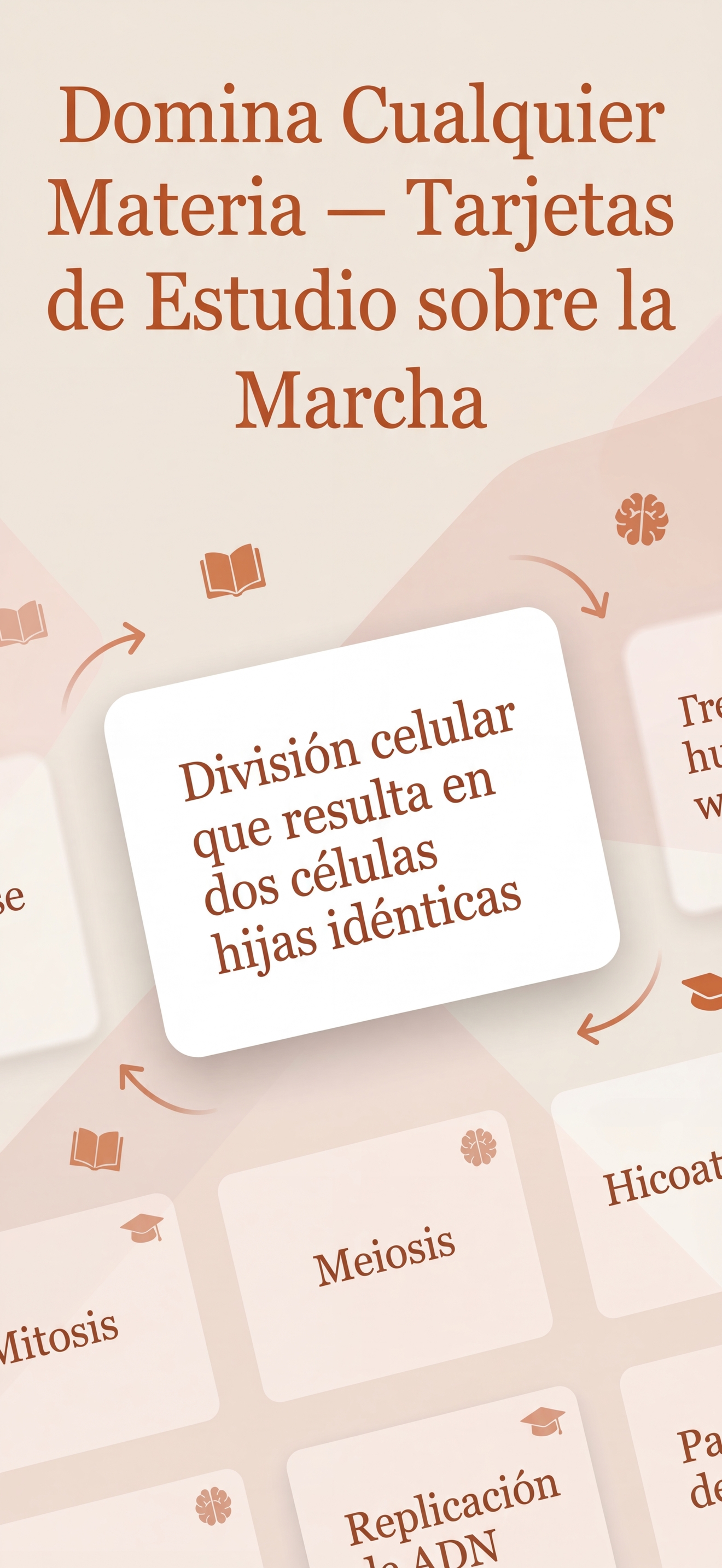 Naukado app selectividad EBAU tarjetas IA en español, pantalla de estudio